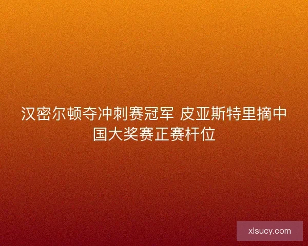 汉密尔顿夺冲刺赛冠军 皮亚斯特里摘中国大奖赛正赛杆位